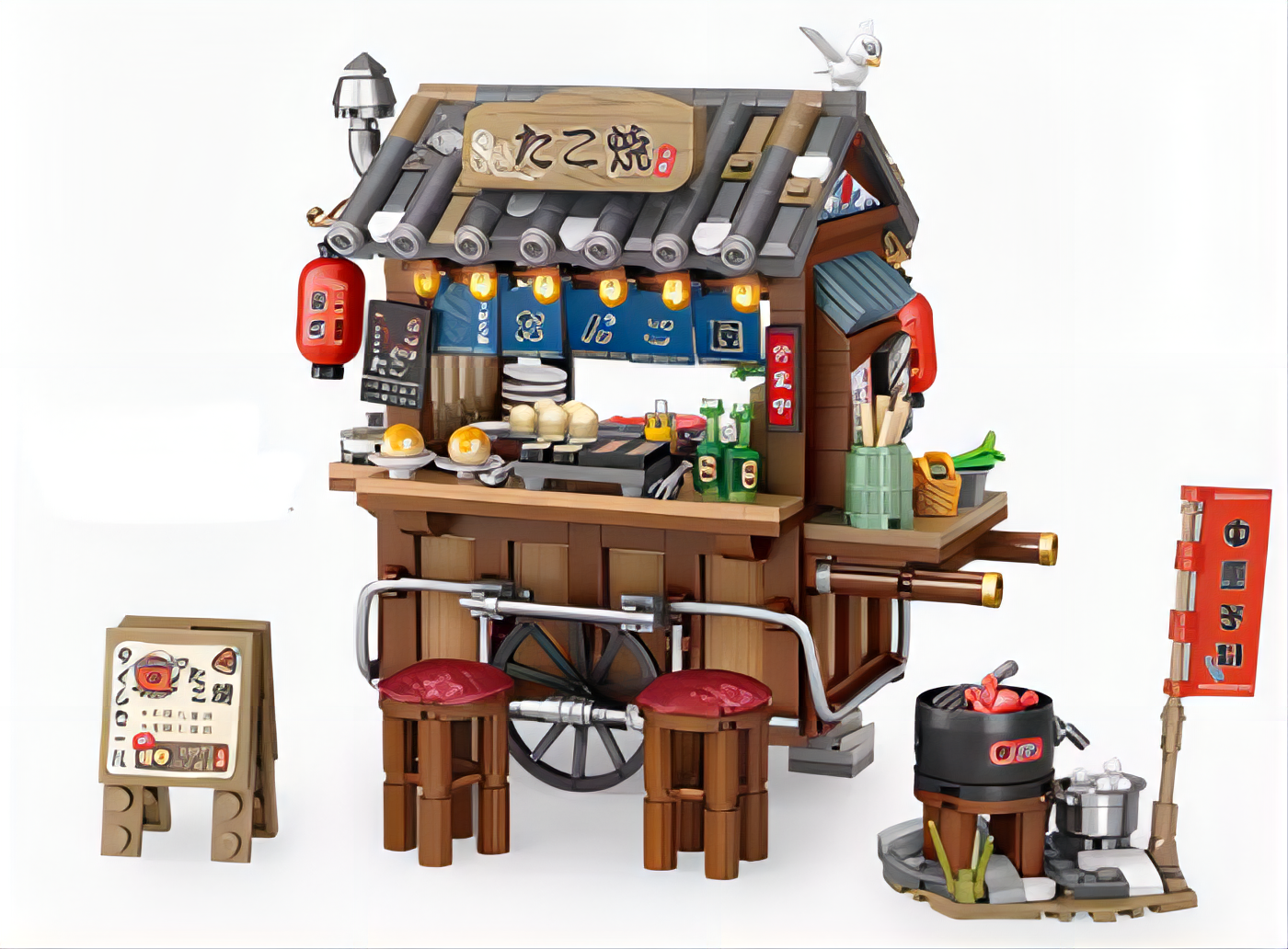 Street View building blocks series, Japanese takoyaki, Hong Kong food stall