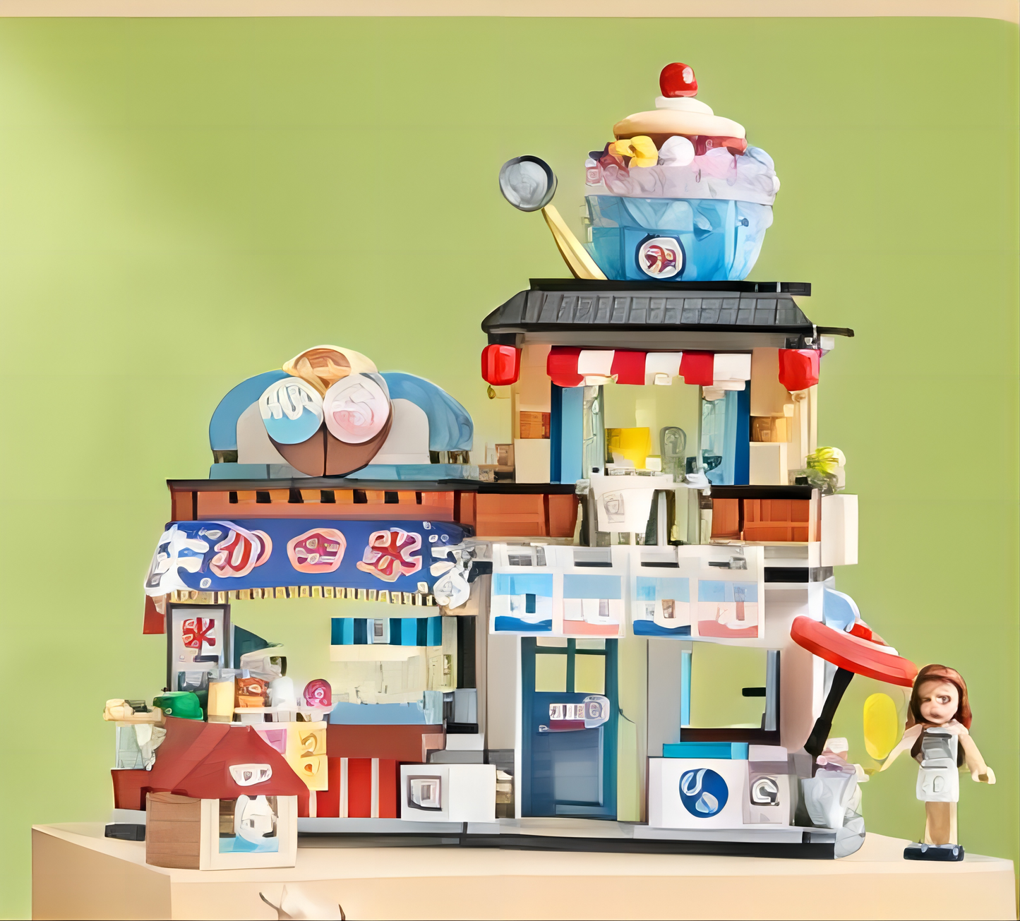 Japanese cartoon block shave ice shop, takoyaki shop